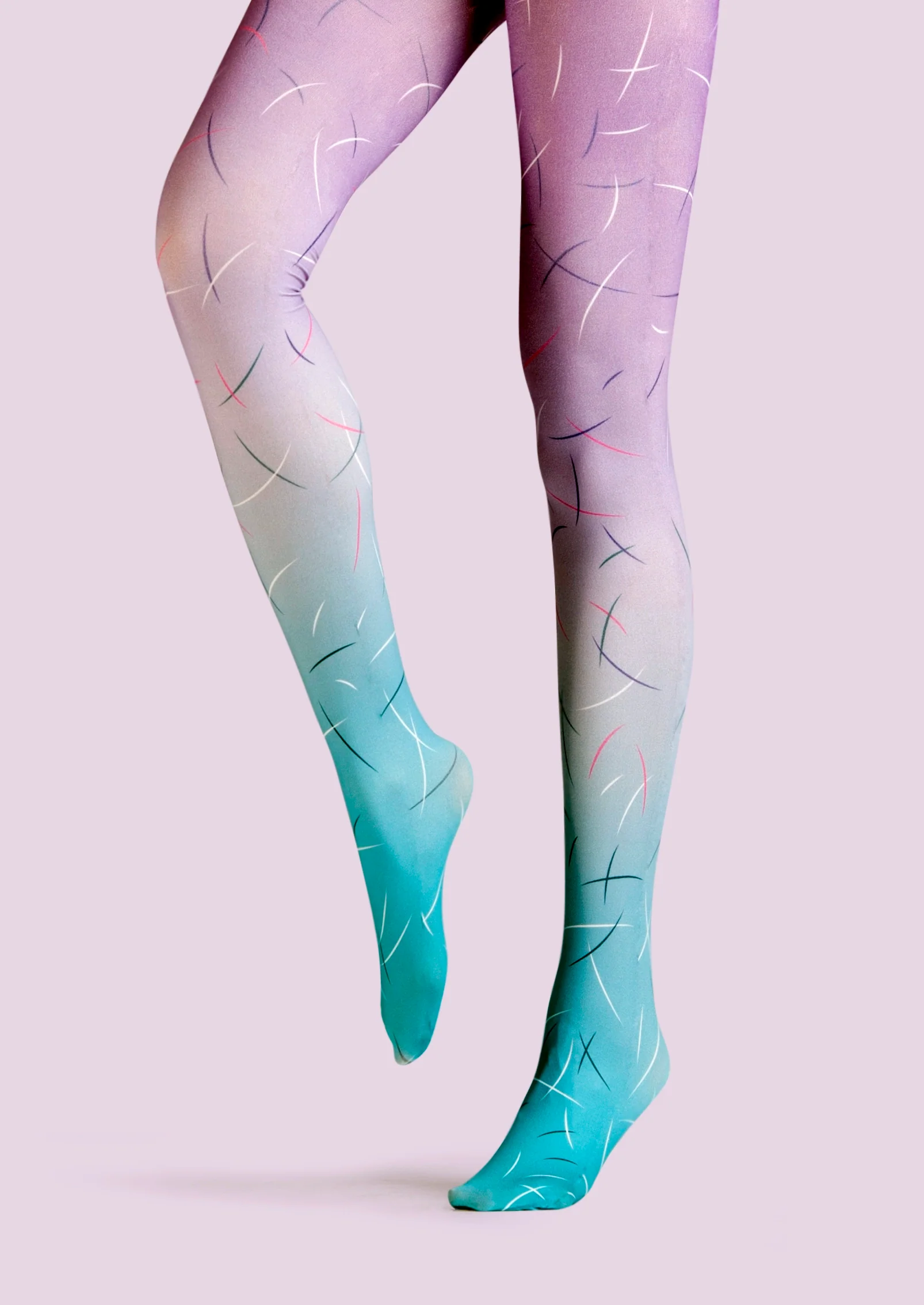Viken Plan Popart Print Tights Color personality Pantyhose/Tights [Cut Feather] - Image 2