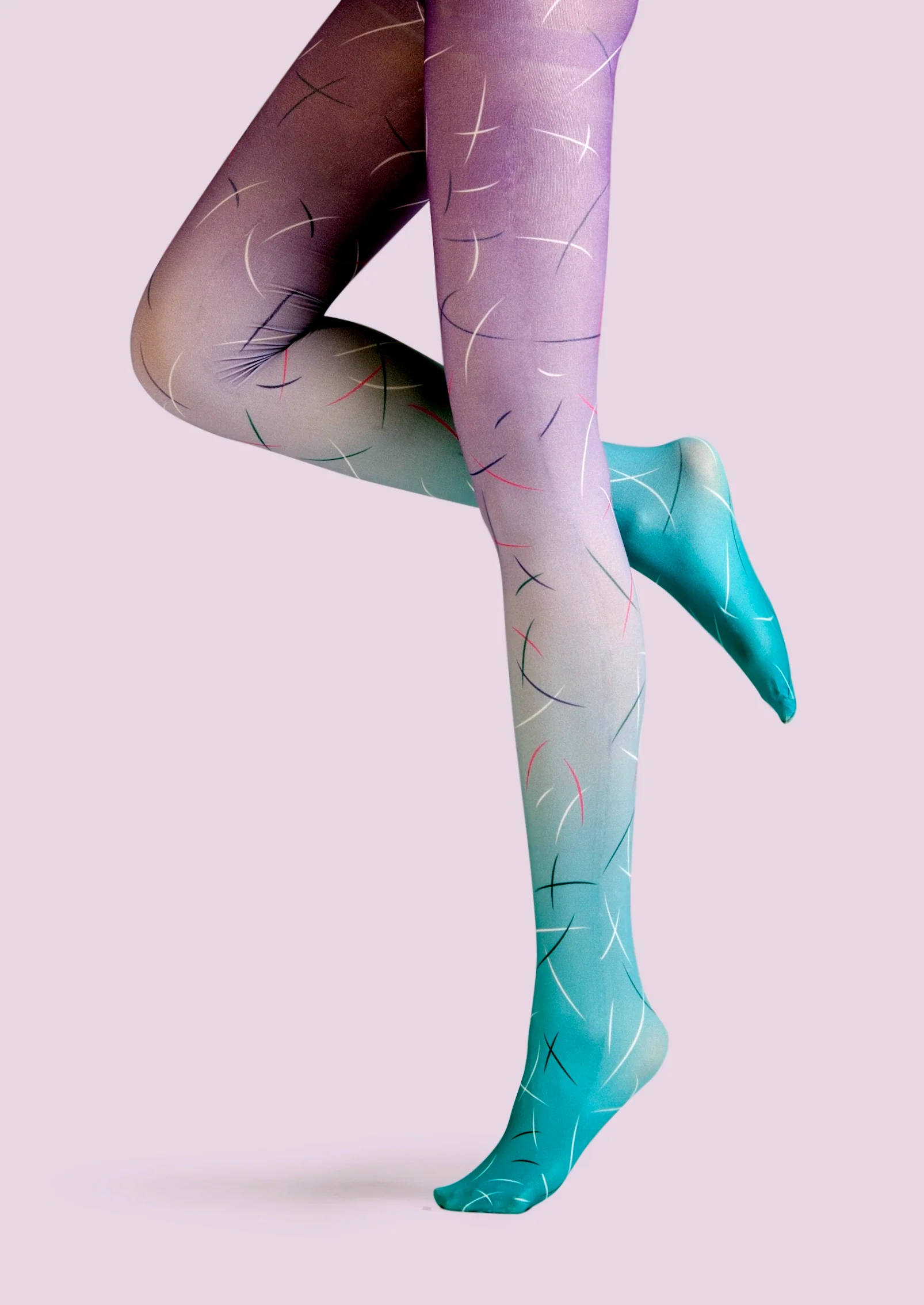 Viken Plan Popart Print Tights Color personality Pantyhose/Tights [Cut Feather] - Image 3