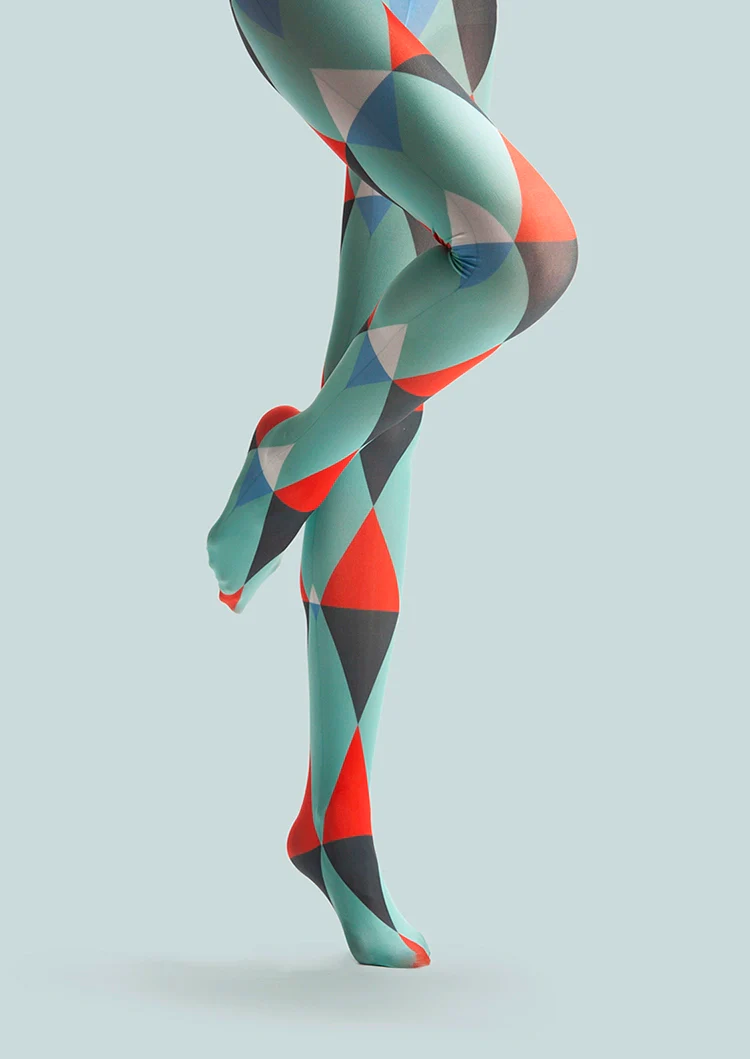 Viken Plan PopArt Print Tights Color block Pantyhose/Tights [Diamond grid] - Image 4