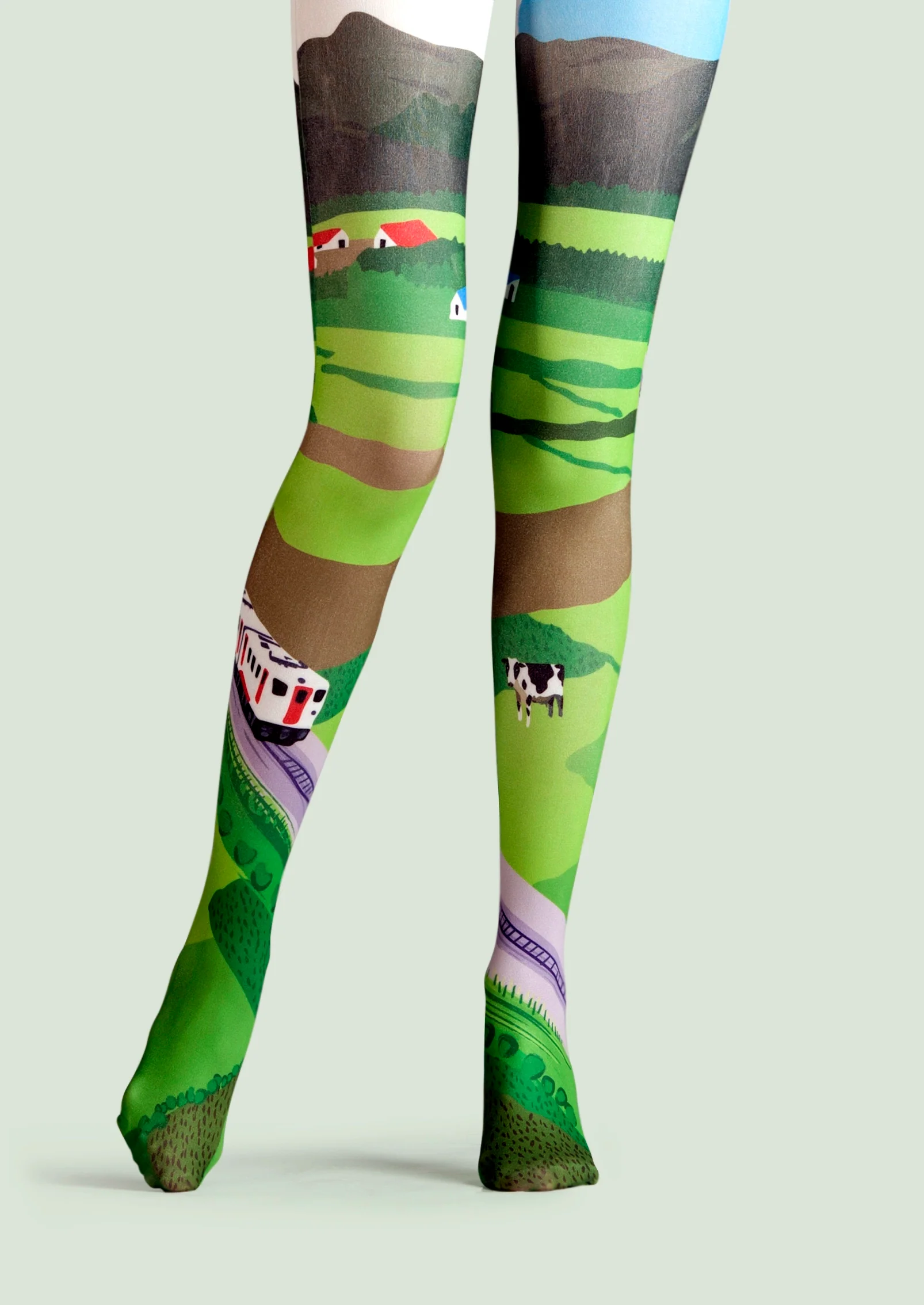 Viken Plan Field Train Print Tights Hosiery Pantyhose - Image 3