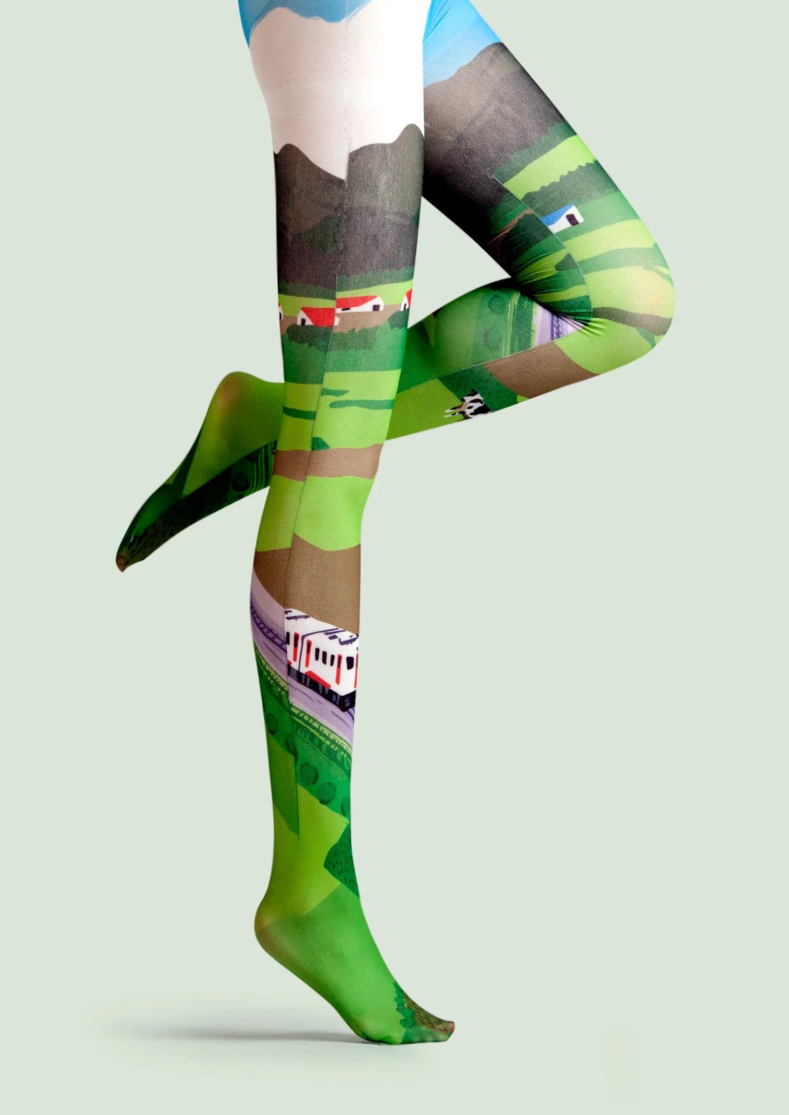 Viken Plan Field Train Print Tights Hosiery Pantyhose - Image 4