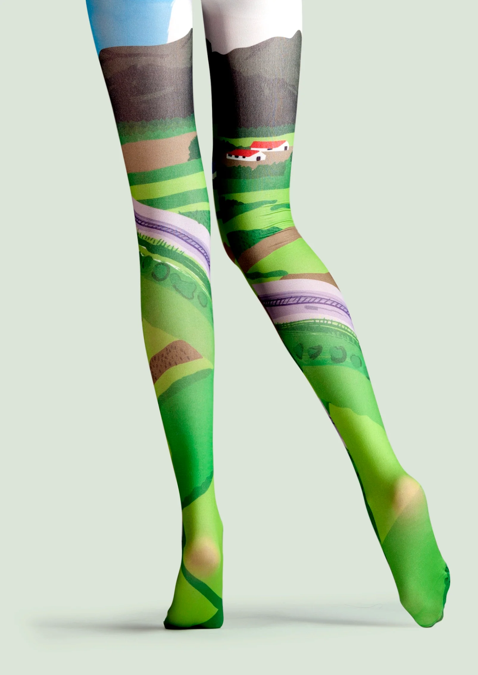 Viken Plan Field Train Print Tights Hosiery Pantyhose - Image 5