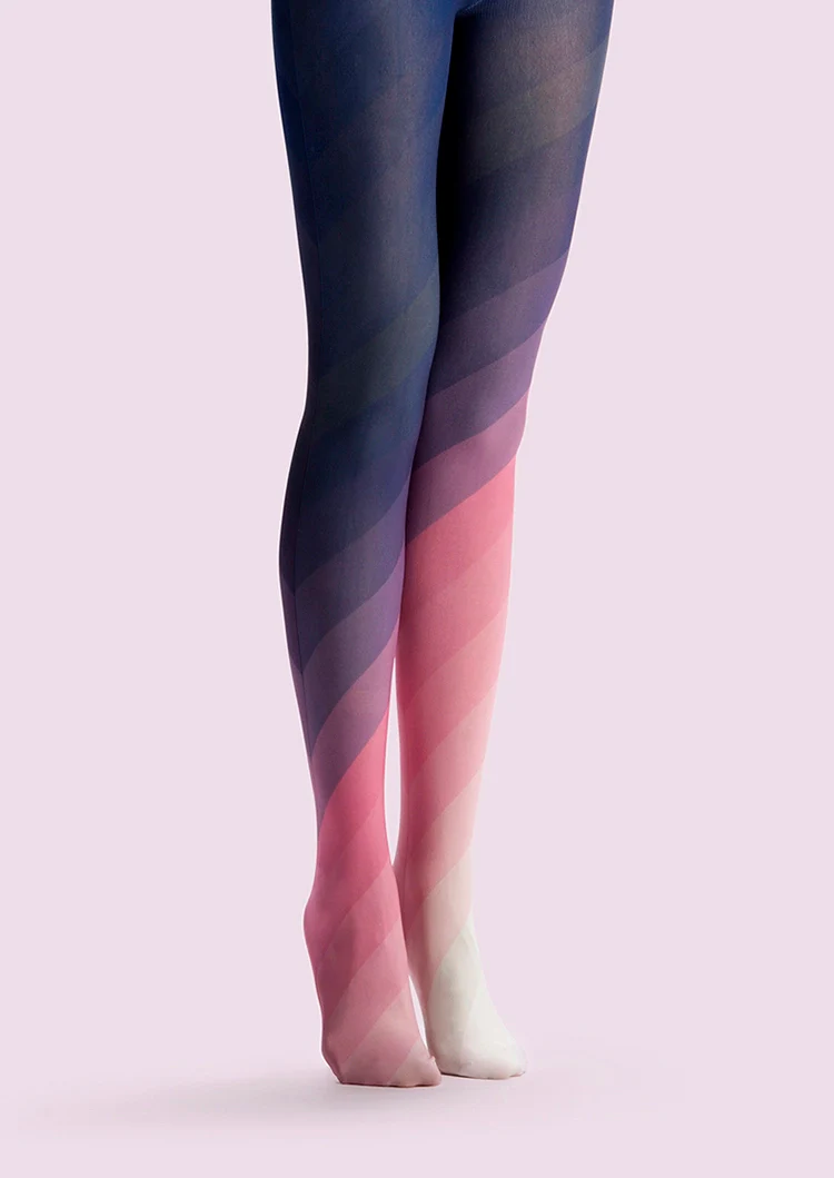Viken Plan PopArt Print Tights Reverie Stripe gradient Pantyhose/Tights [Gradient Pink Black]