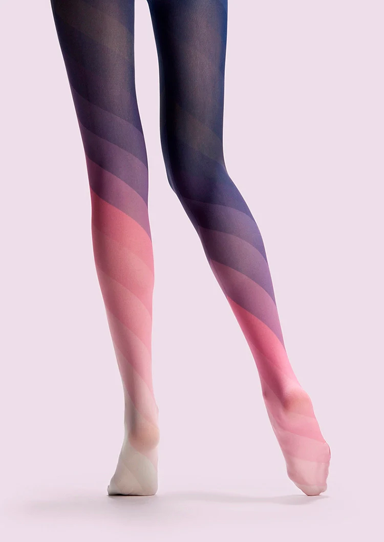 Viken Plan PopArt Print Tights Reverie Stripe gradient Pantyhose/Tights [Gradient Pink Black] - Image 2