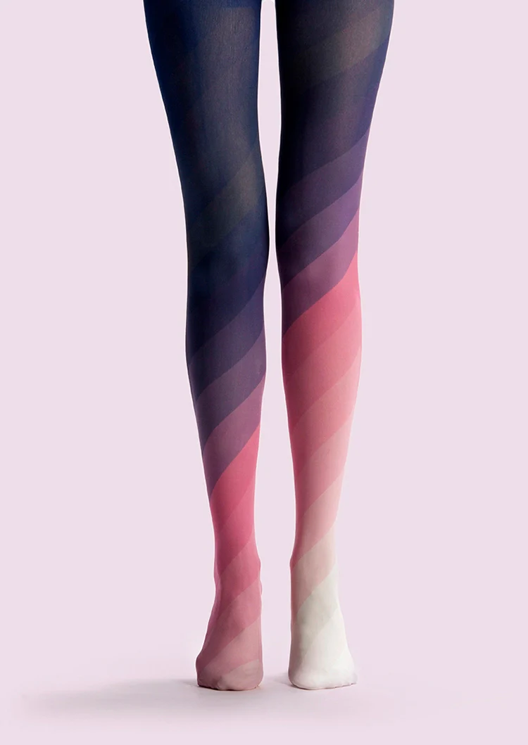 Viken Plan PopArt Print Tights Reverie Stripe gradient Pantyhose/Tights [Gradient Pink Black] - Image 3