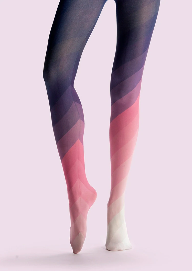 Viken Plan PopArt Print Tights Reverie Stripe gradient Pantyhose/Tights [Gradient Pink Black] - Image 4