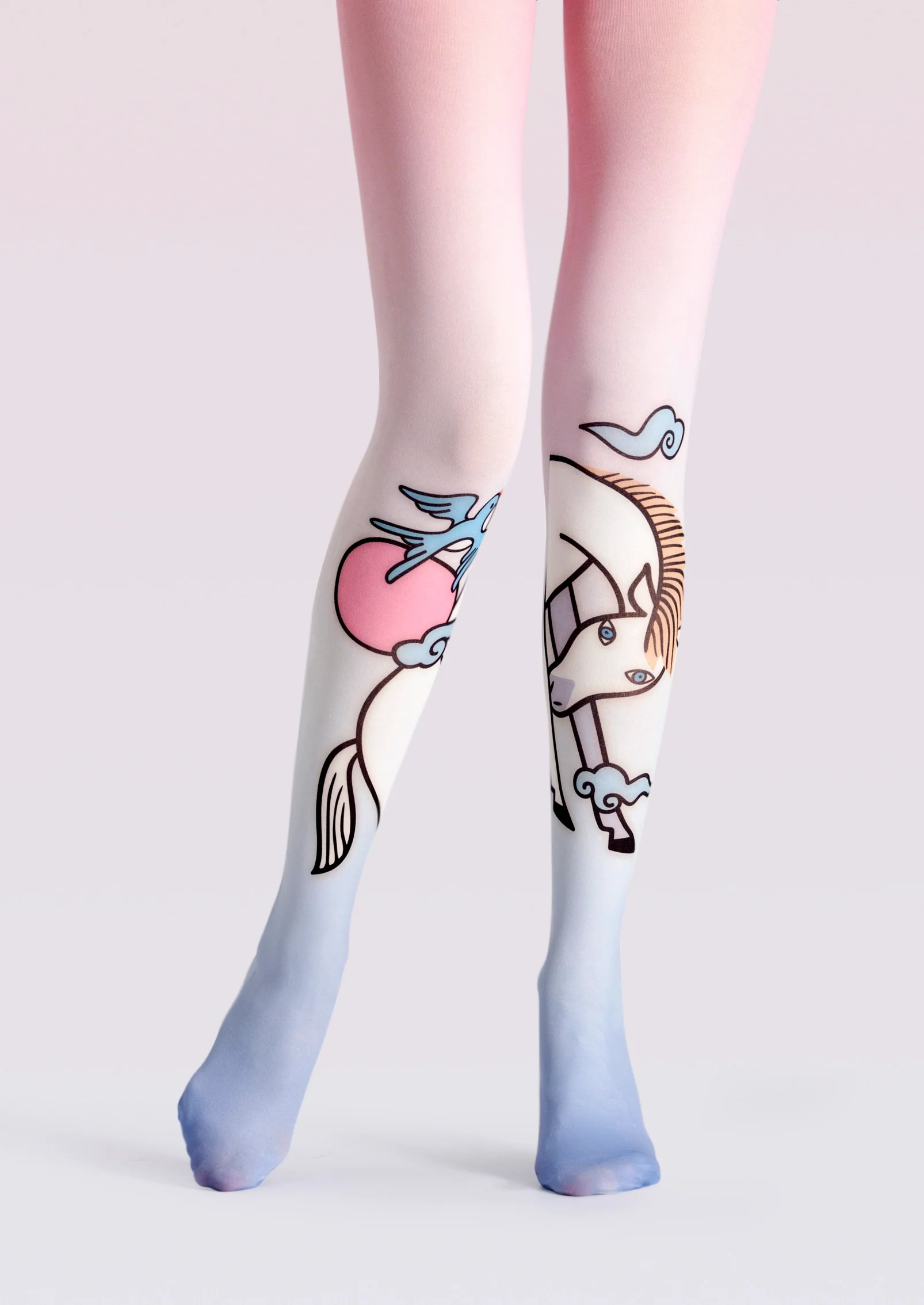 Viken Plan Fun art Print Tights Cute Pantyhose/Tights [Horse and swallow fell] - Image 3