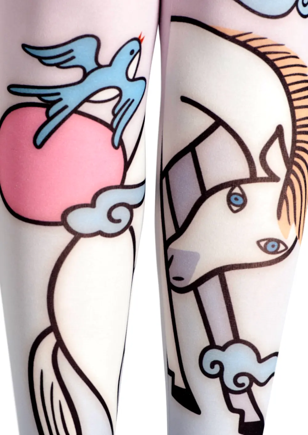 Viken Plan Fun art Print Tights Cute Pantyhose/Tights [Horse and swallow fell] - Image 5