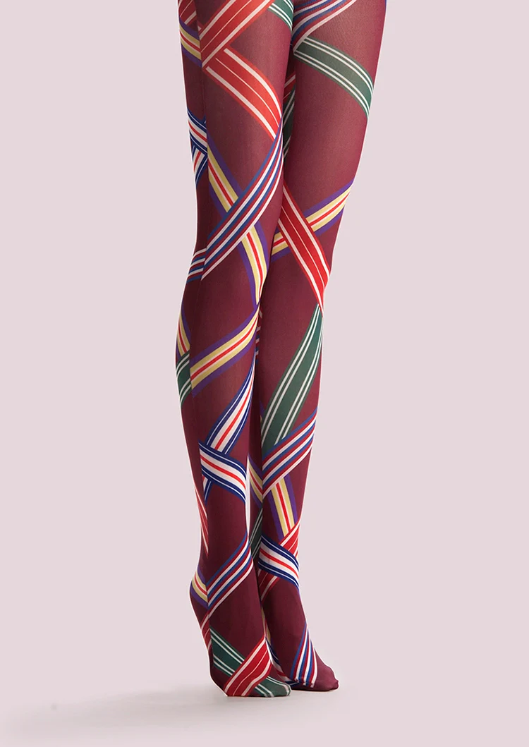 Viken Plan College art Print Tights Color Stripes Pantyhose/Tights [Medal ribbon] - Image 3