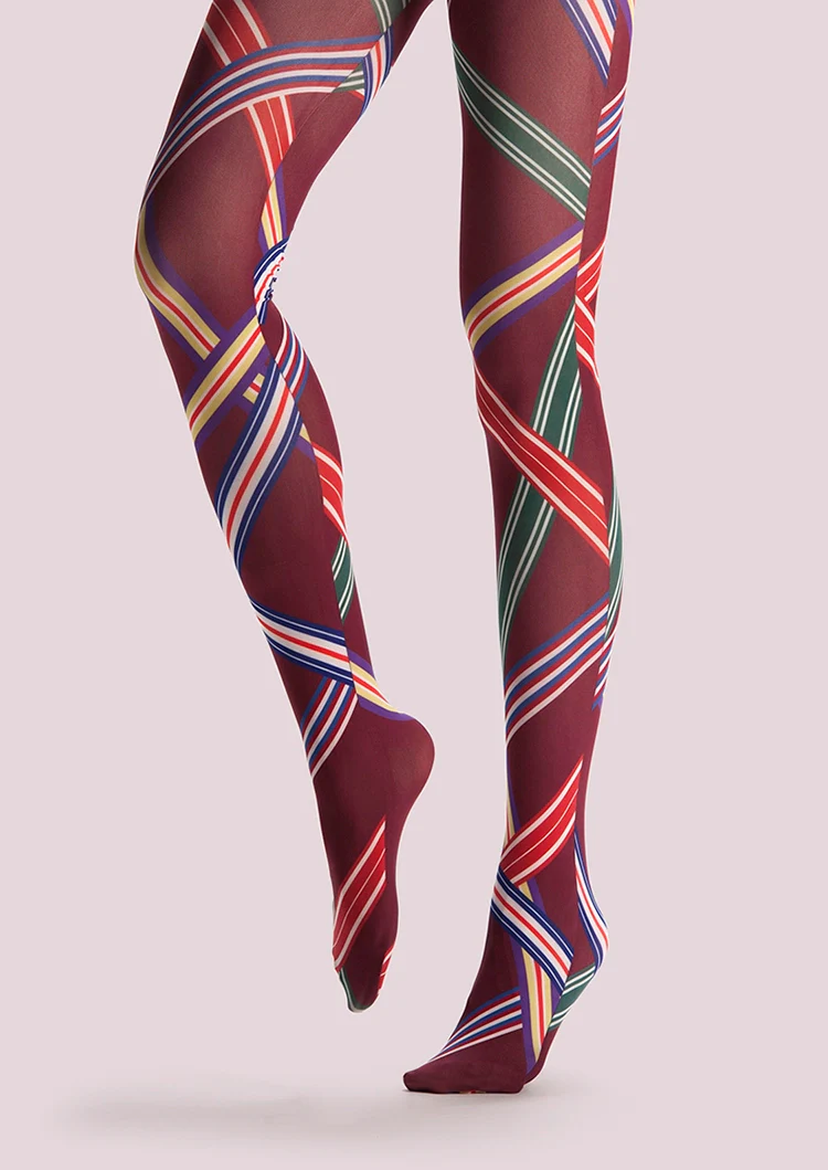 Viken Plan College art Print Tights Color Stripes Pantyhose/Tights [Medal ribbon] - Image 4