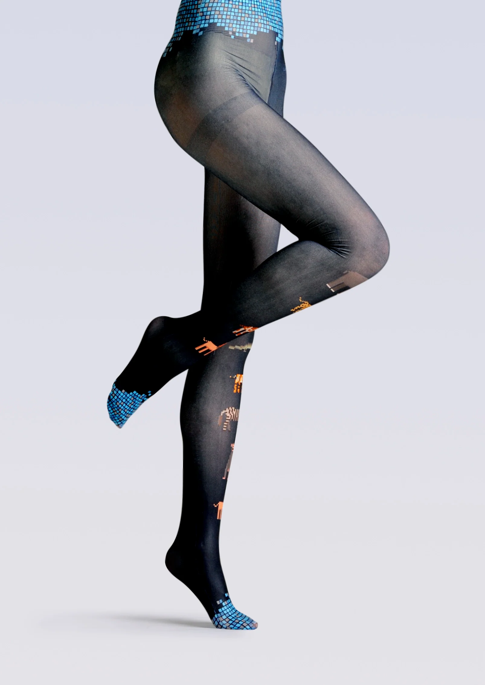 Viken Plan Fun Print Tights Animals Pantyhose/Tights [Pixel Gragg] - Image 2
