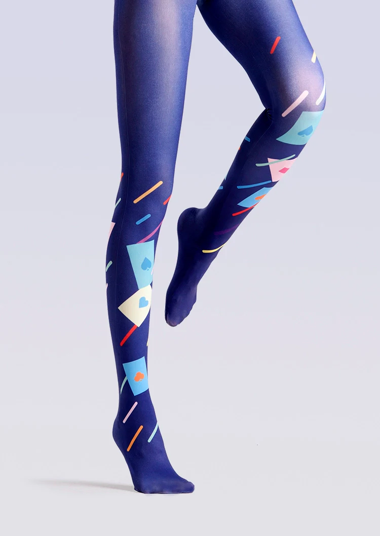 Viken Plan PopArt Print Offbeat Pantyhose/Tights [Poker] - Image 2