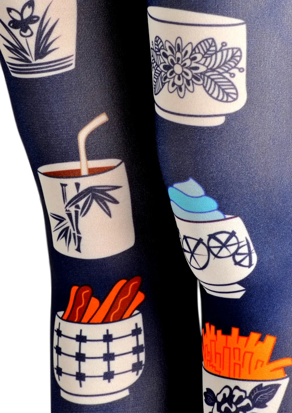 Viken Plan Ethnic art Print Tights Chinaware Pantyhose/Tights [Porcelain Family Bucket] - Image 5