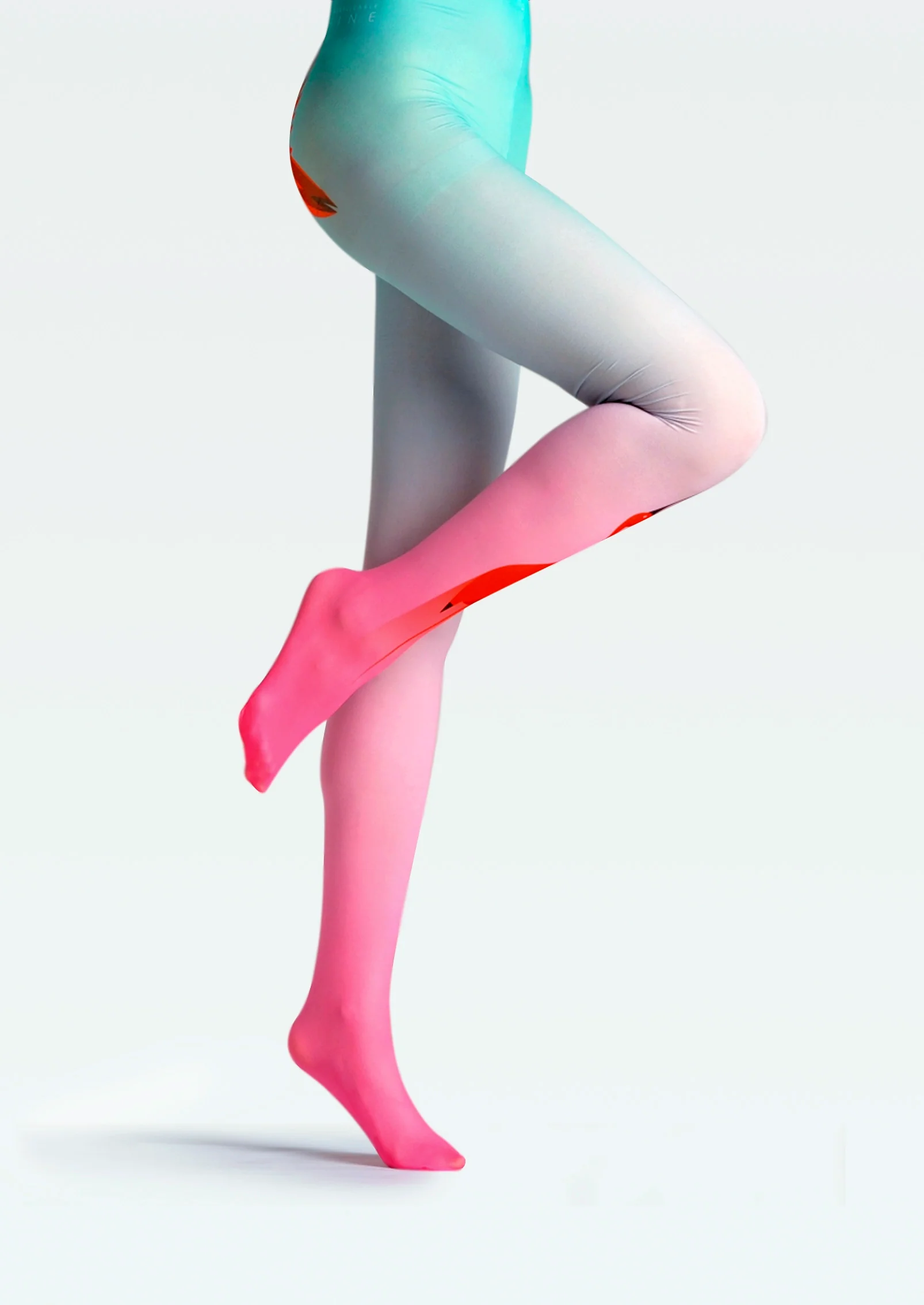 Viken Plan Red Crane in Azure Print Tights Hosiery Pantyhose - Image 6