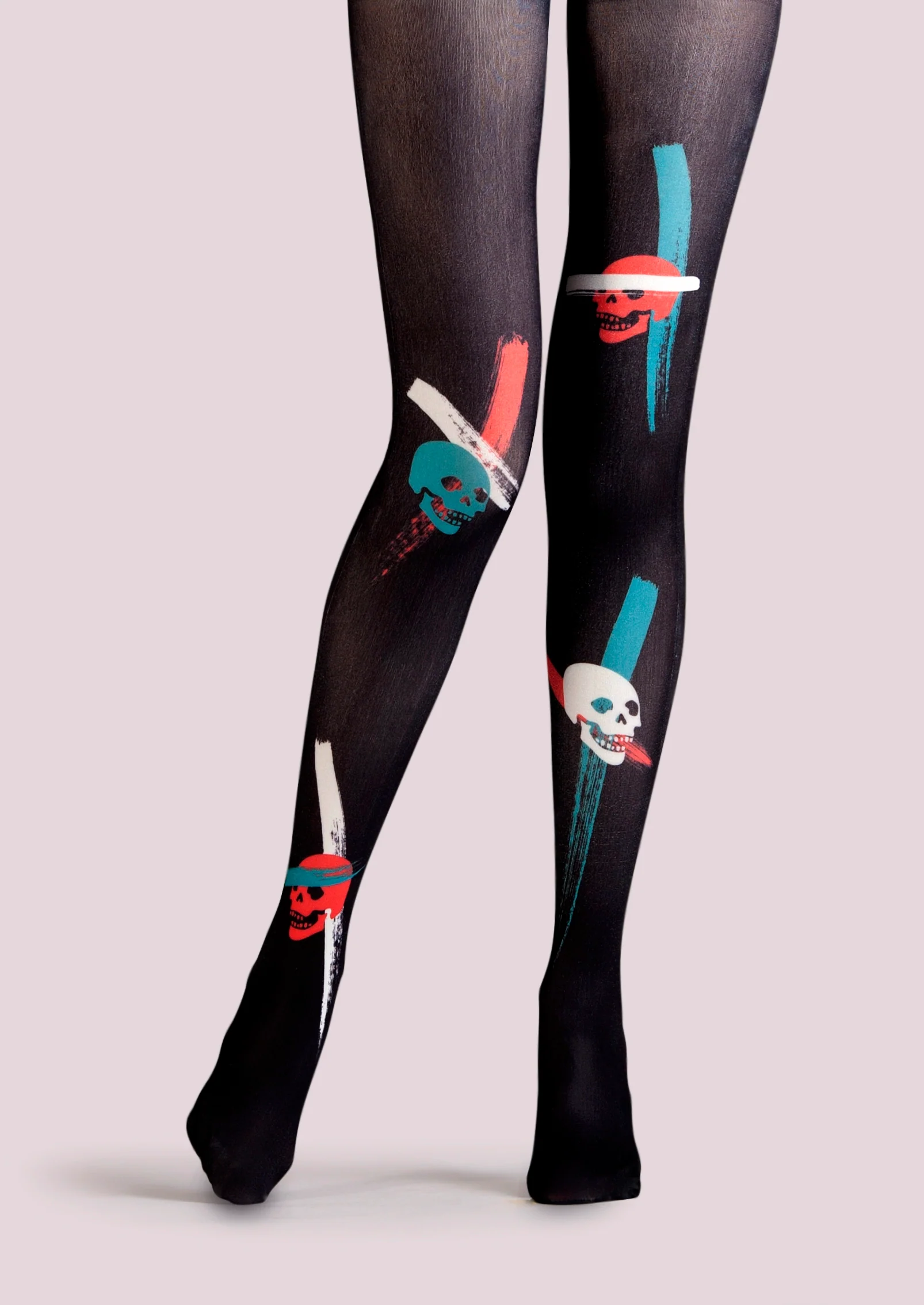Viken Plan Street art Print Tights Personality Pantyhose/Tights [Red Skull] - Image 3