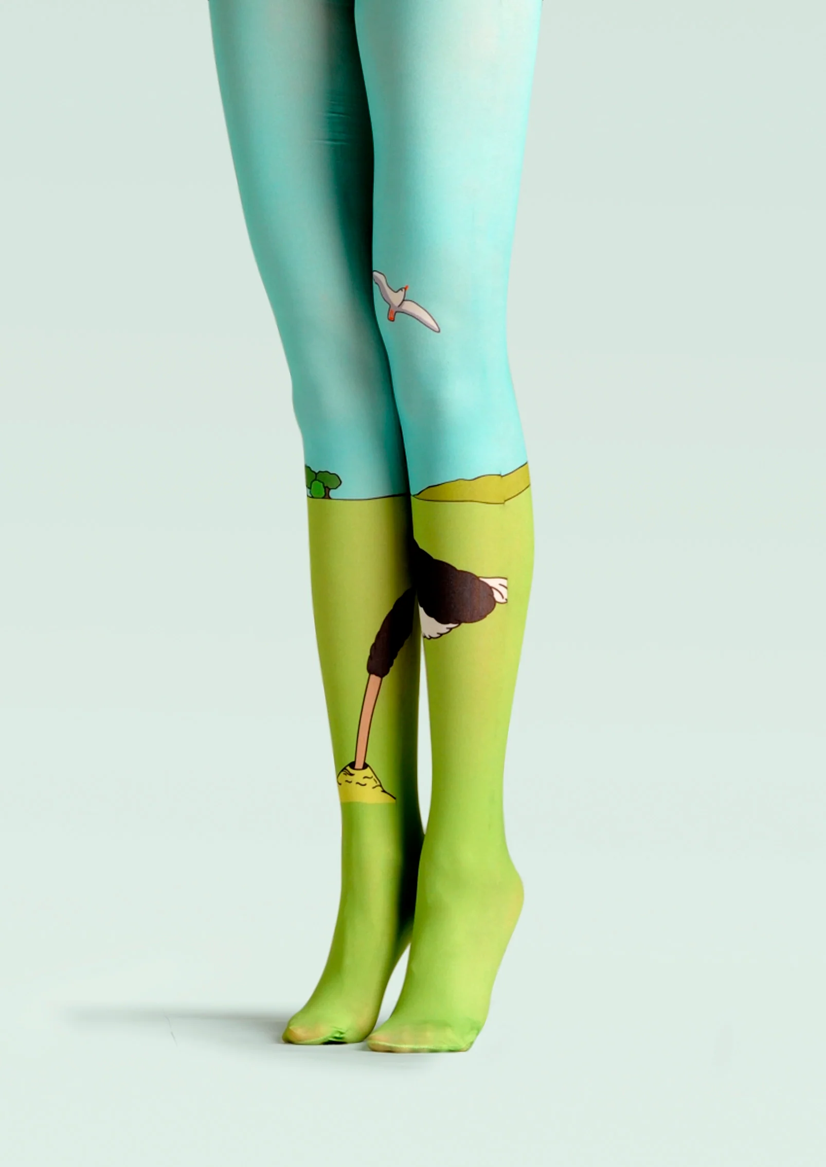 Viken Plan Forest art Print Tights Fun ostriches Pantyhose/Tights [Savanna] - Image 3