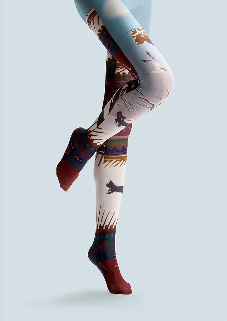 Viken Plan Fun art Print Tights Cute Pantyhose/Tights [Snowy eaves] - Image 2