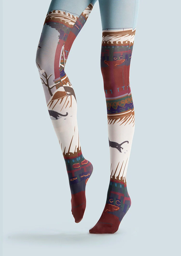 Viken Plan Fun art Print Tights Cute Pantyhose/Tights [Snowy eaves] - Image 4