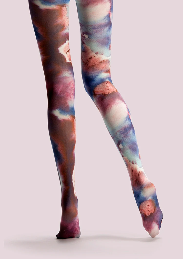 Viken Plan Ethnic art Print Tights Tie-dye Pantyhose/Tights [Tie dye autumn color] - Image 4