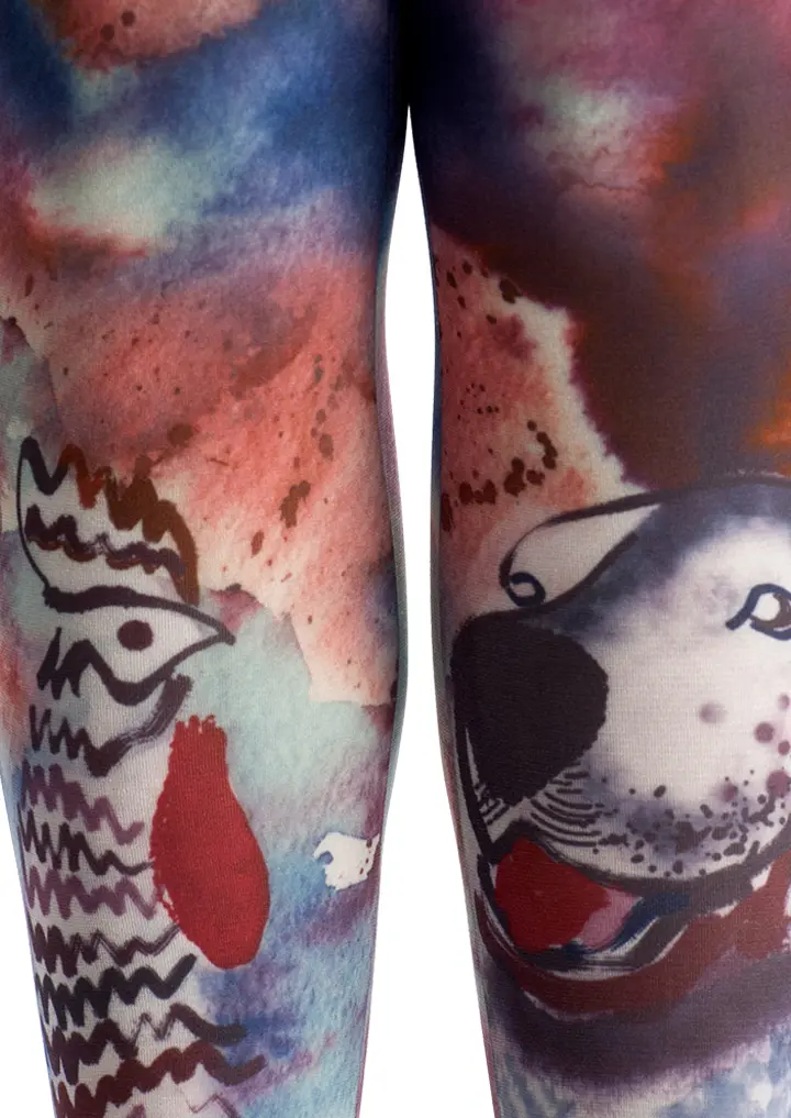 Viken Plan Ethnic art Print Tights Tie-dye Pantyhose/Tights [Tie dye autumn color] - Image 5