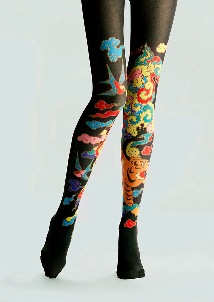 Viken Plan Tiger Totem Patterned Tights Hosiery Pantyhose - Image 3