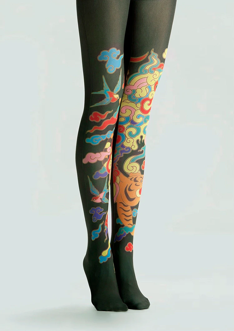 Viken Plan Tiger Totem Patterned Tights Hosiery Pantyhose - Image 4