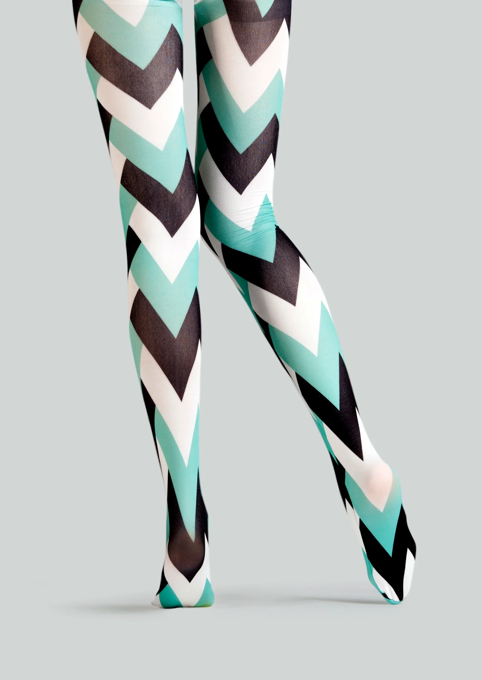Viken Plan Tri - Hue Zigzag Print Tights Hosiery Pantyhose - Image 6