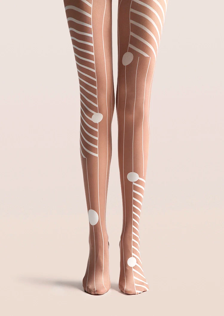 Viken Plan Wood Colored Stripes Tights Hosiery Pantyhose - Image 3