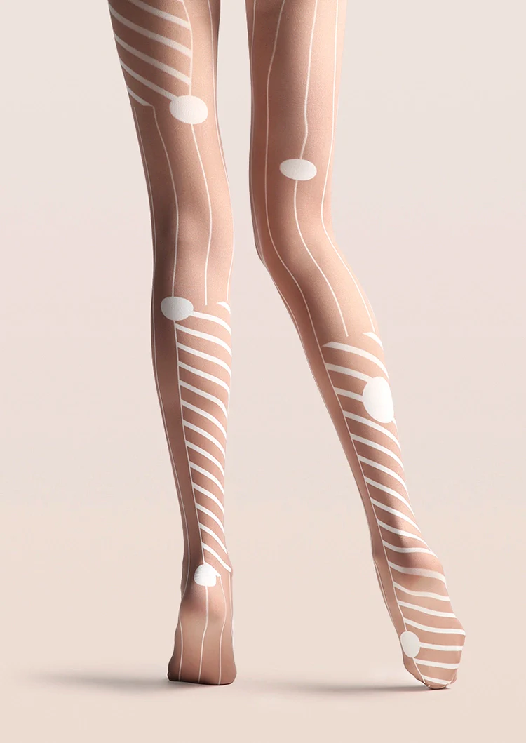 Viken Plan Wood Colored Stripes Tights Hosiery Pantyhose - Image 4