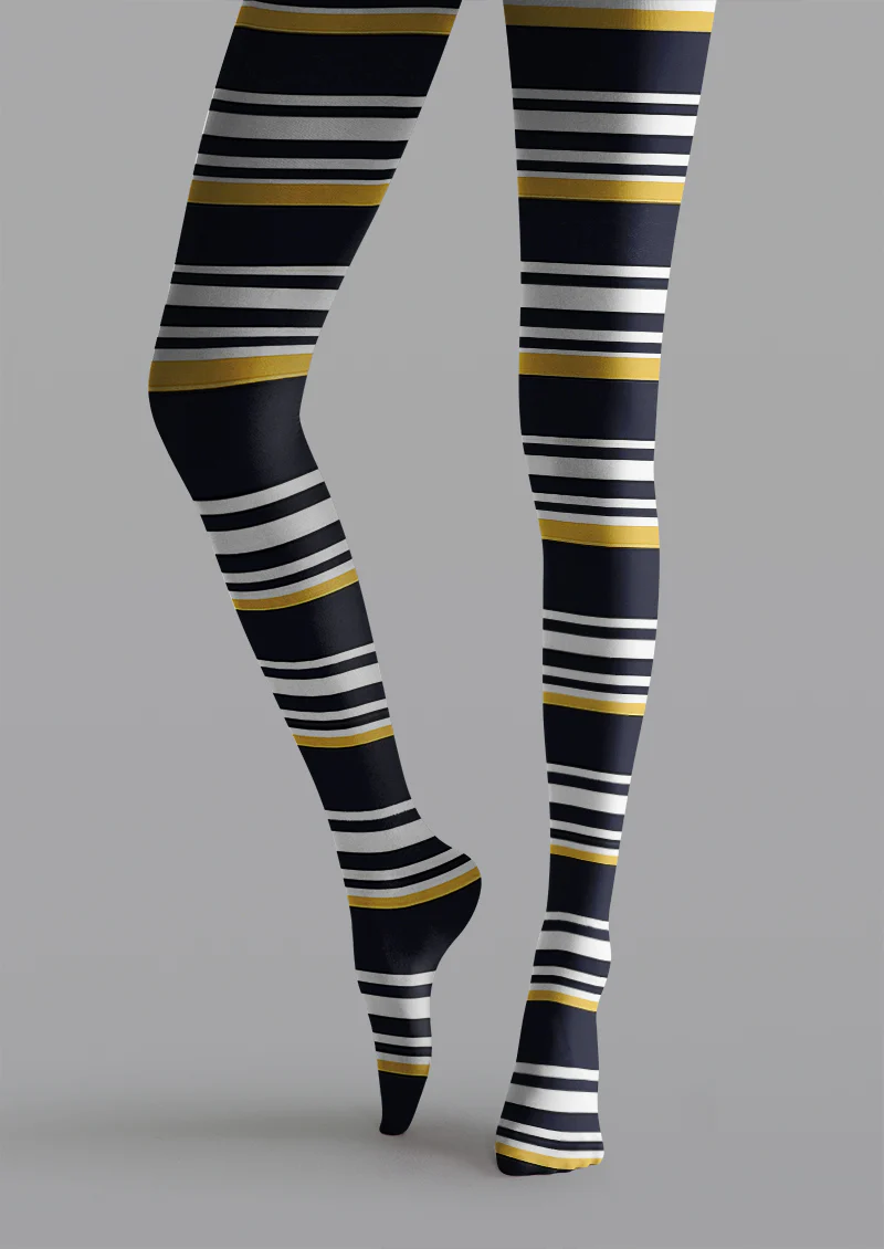 Viken plan Black Gold White Striped Tights Hosiery Pantyhose - Image 4