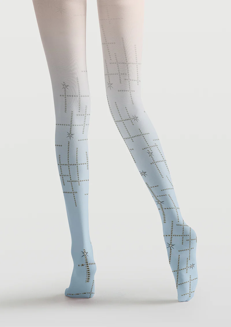 Viklen plan Blue White Grid Star Tights Hosiery Pantyhose - Image 3