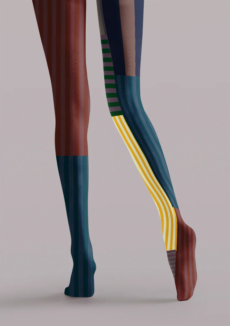 Viklen Plan Color Block Stripe Tights Hosiery Pantyhose - Image 3