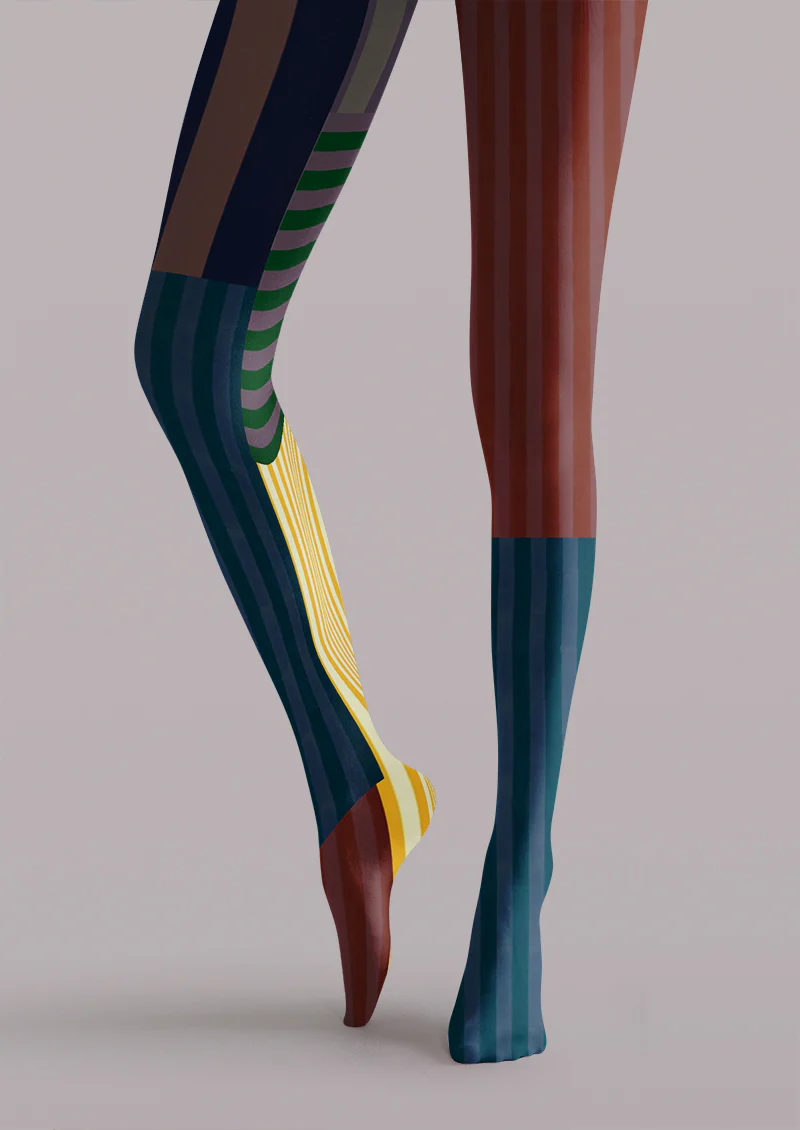 Viklen Plan Color Block Stripe Tights Hosiery Pantyhose - Image 4