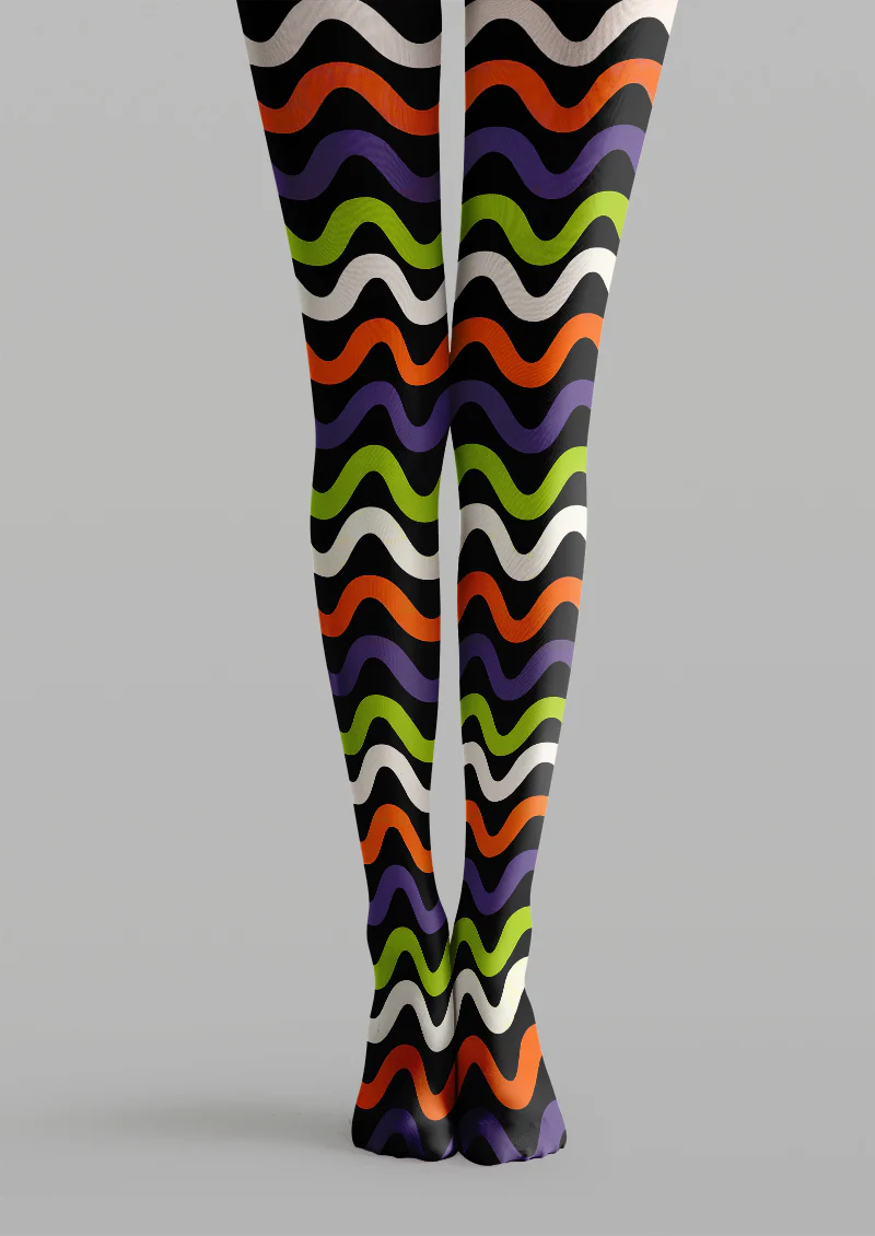 Viklen plan Colorful Wavy Stripe Tights Hosiery Pantyhose