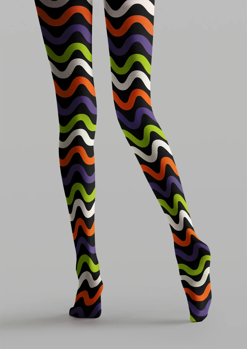 Viklen plan Colorful Wavy Stripe Tights Hosiery Pantyhose - Image 3