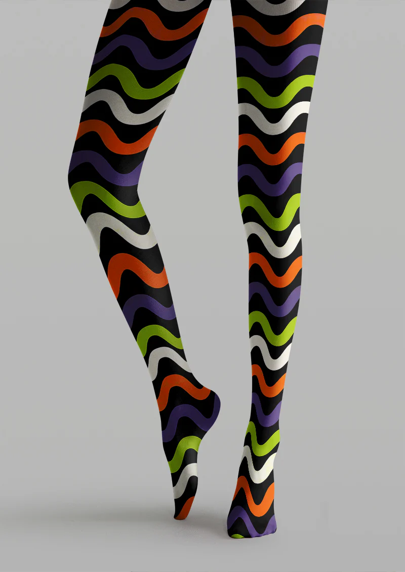 Viklen plan Colorful Wavy Stripe Tights Hosiery Pantyhose - Image 4