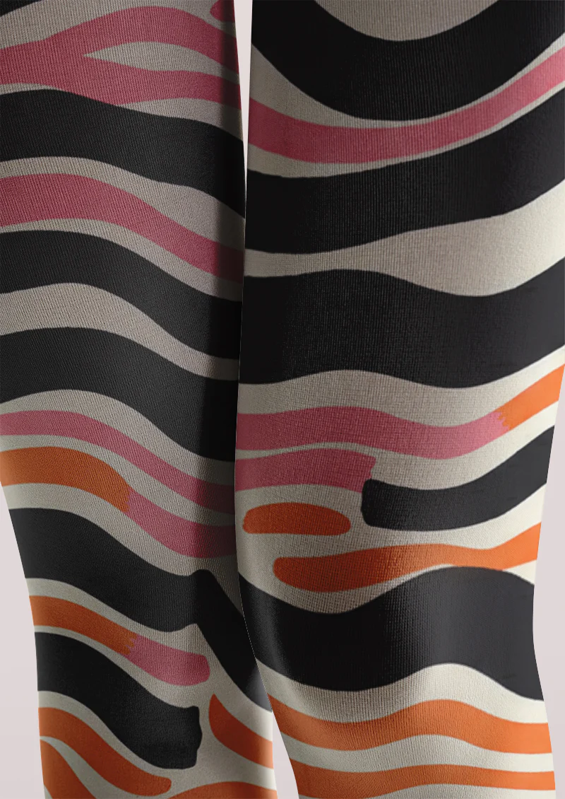 Viklen plan Pink Orange Wavy Zebra Tights Hosiery Pantyhose - Image 5