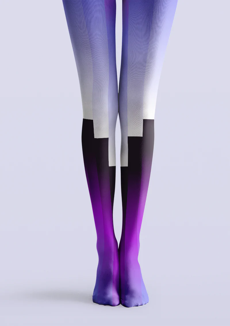 Viklen plan Purple White Gradient Color Block Tights Hosiery Pantyhose