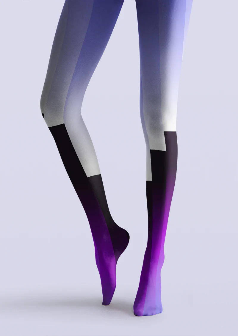 Viklen plan Purple White Gradient Color Block Tights Hosiery Pantyhose - Image 4