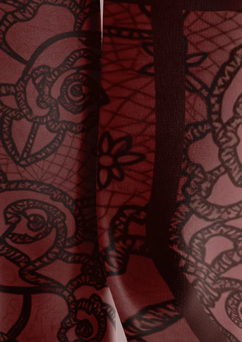 Viklen plan Red Rose Lace Back Seam Tights Hosiery Pantyhose - Image 5
