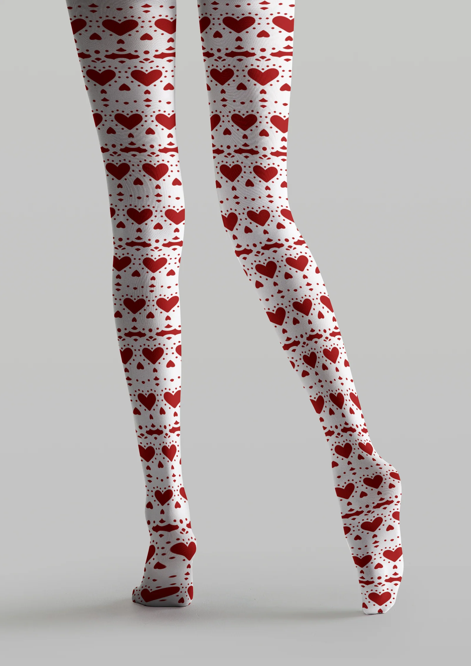 Viklen Plan Red White Heart Tights Hosiery Pantyhose - Image 3