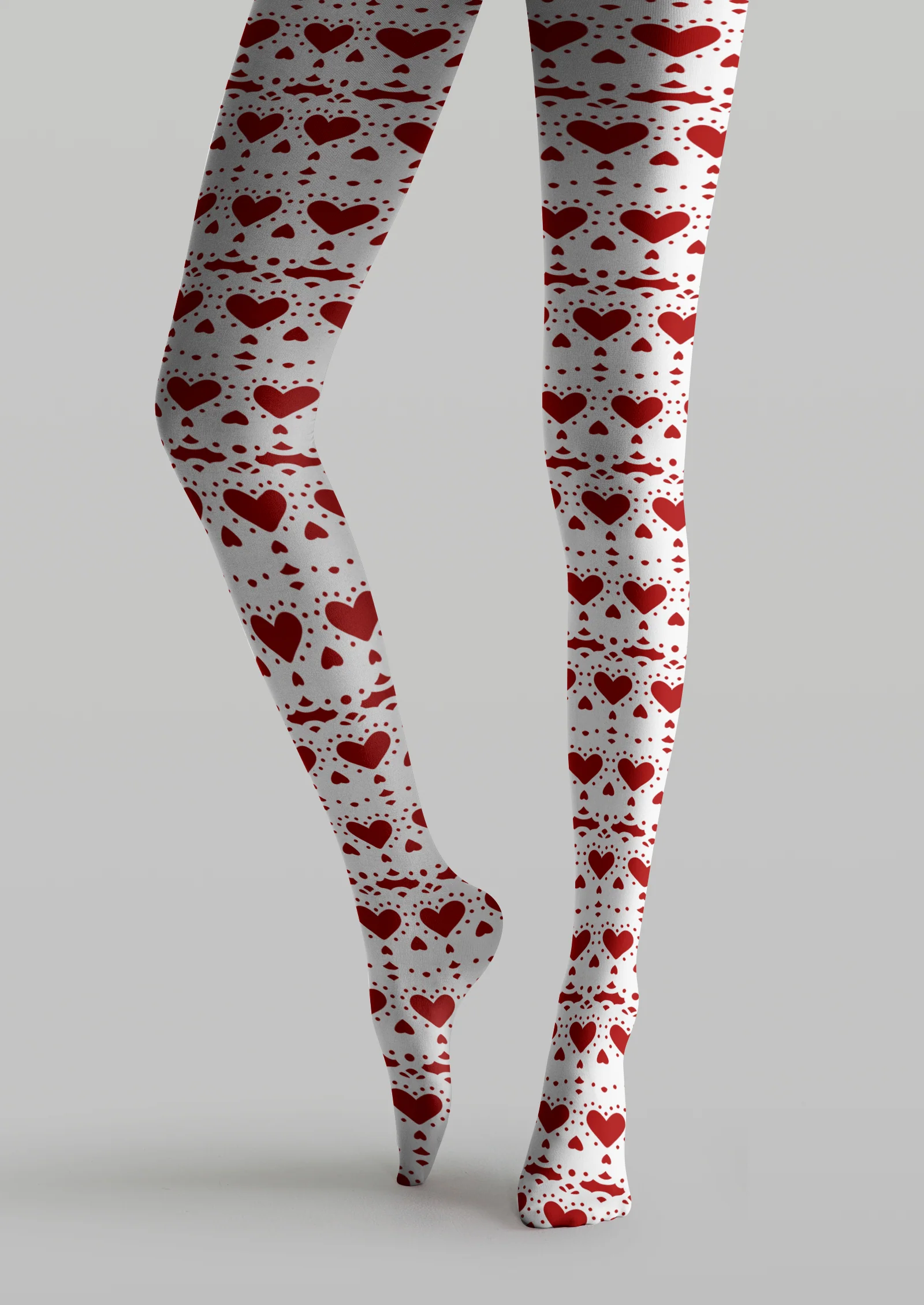 Viklen Plan Red White Heart Tights Hosiery Pantyhose - Image 4