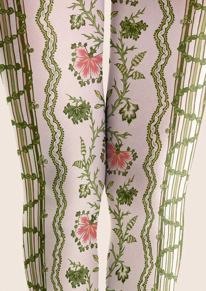 Viken Plan Floral pattern Vine Lines Tights Hosiery Pantyhose - Image 3