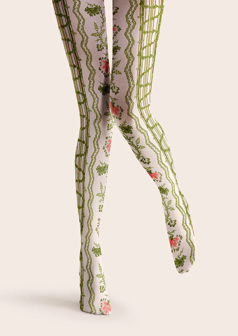 Viken Plan Floral pattern Vine Lines Tights Hosiery Pantyhose - Image 4