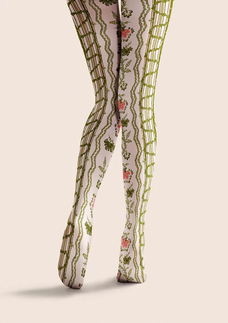 Viken Plan Floral pattern Vine Lines Tights Hosiery Pantyhose - Image 5