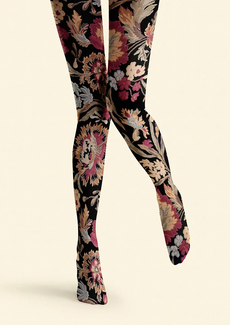 Viken Plan Floral pattern Vintage Garden Tights Hosiery Pantyhose