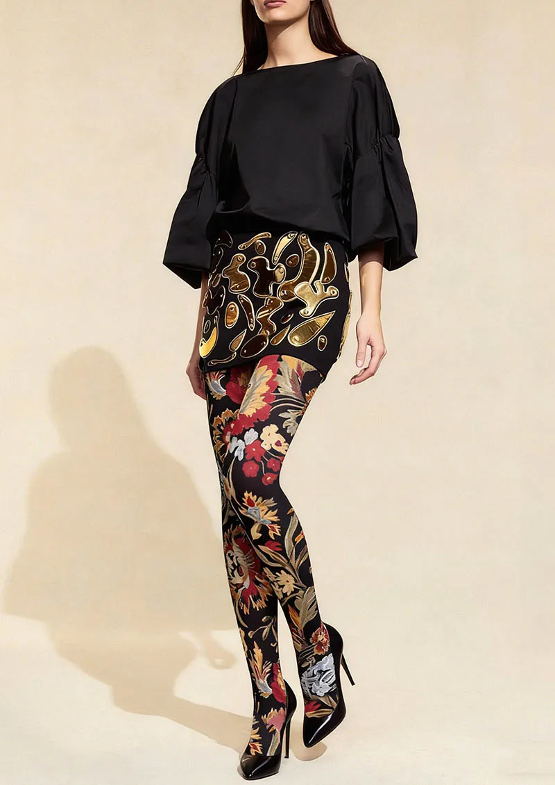 Viken Plan Floral pattern Vintage Garden Tights Hosiery Pantyhose - Image 2