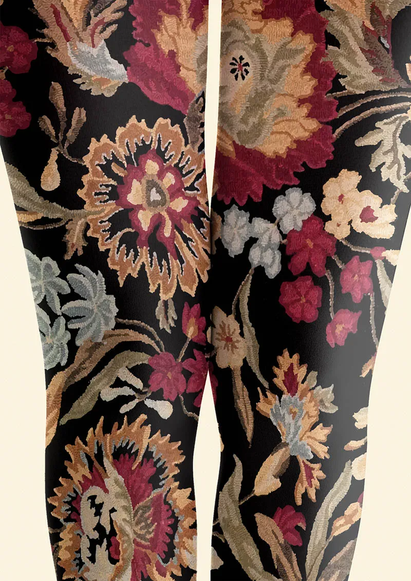 Viken Plan Floral pattern Vintage Garden Tights Hosiery Pantyhose - Image 3