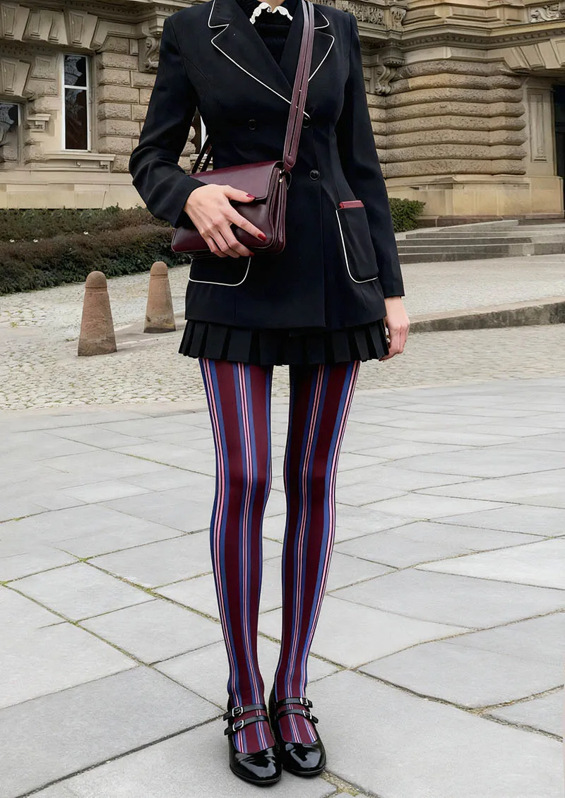 Viken Plan Geometric Art Vintage Groove Tights Hosiery Pantyhose - Image 2