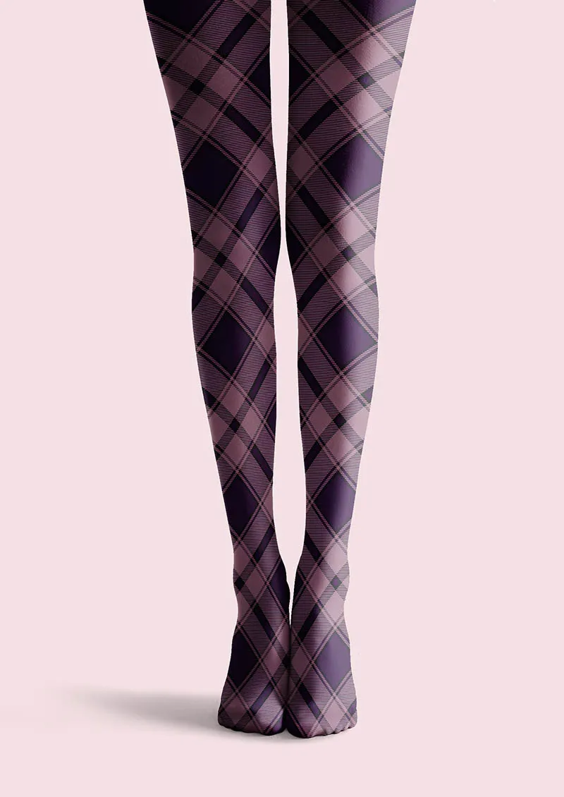 Viken Plan Lavender Plaid Tights Hosiery Pantyhose